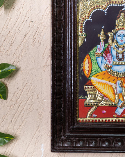 Tanjore Painting - Shivan-Parvati - Flat (Gold Foil) - 10x8 inch - WL4984