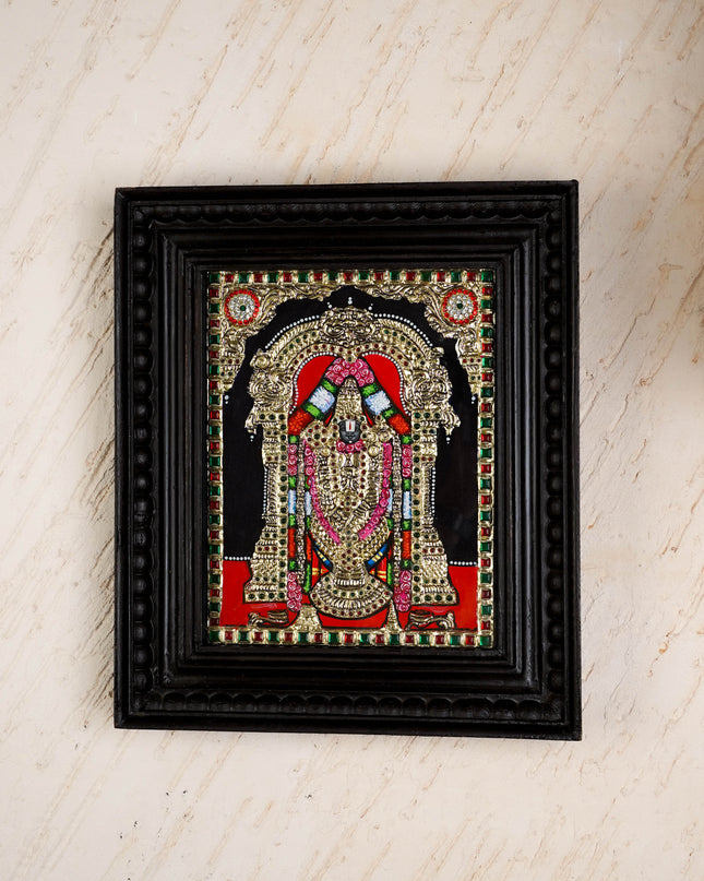 Tanjore Painting - Tirupathi Balaji - Flat (Gold Foil) - 10x8 inch - WL4988