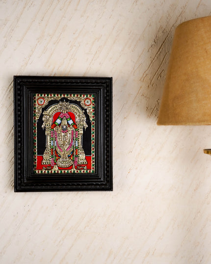 Tanjore Painting - Tirupathi Balaji - Flat (Gold Foil) - 10x8 inch - WL4988