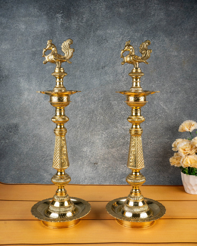 Brass Annapakshi Kuthu Vilakku - 22 inch - WL4999