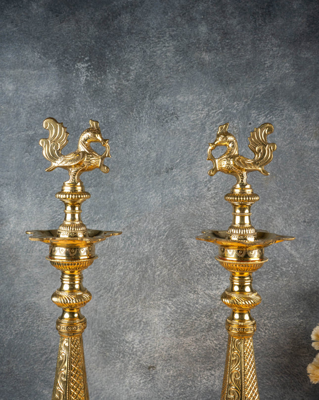 Brass Annapakshi Kuthu Vilakku - 22 inch - WL4999