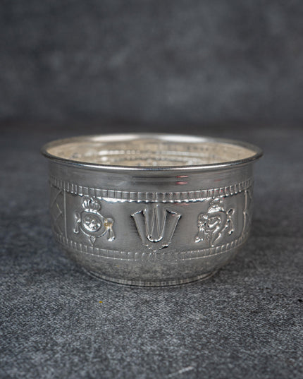 German Silver Bowl with Shank Chakra Nama - WL5102