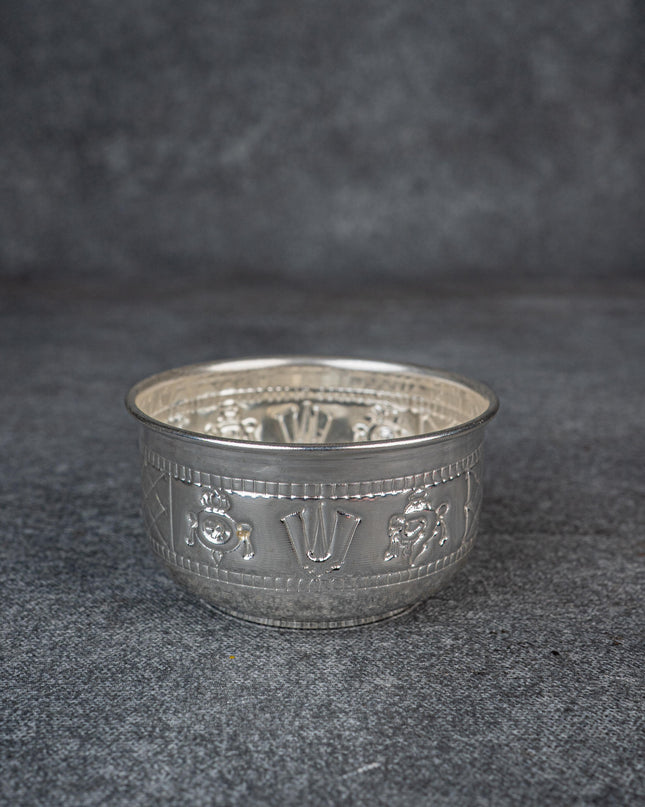 German Silver Bowl with Shank Chakra Nama - WL5102