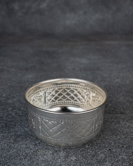 German Silver Bowl with Shank Chakra Nama - WL5102
