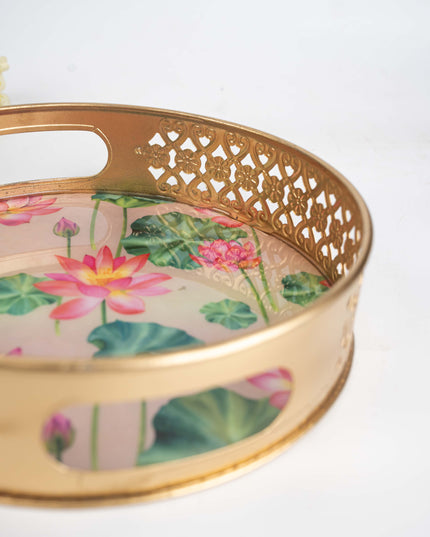 Digital Print - Pichwai Metal Tray - 8 inch  - WBG1791