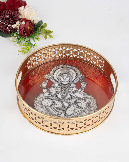 Digital Print - Madhubani Metal Tray - 8 inch - WBG1792