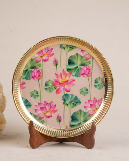 Brass Plate with Pichwai Print - 8 inch - WL5120-2