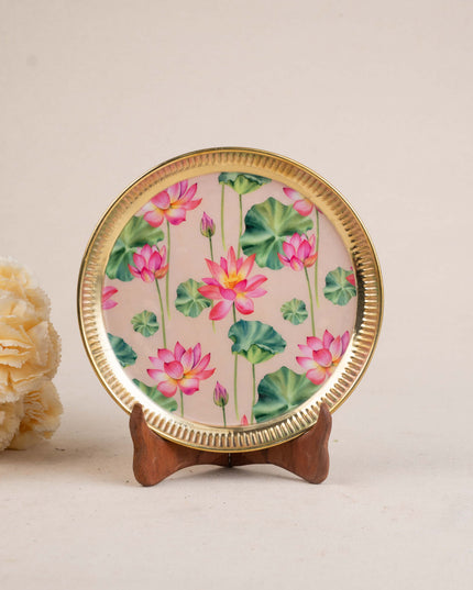 Brass Plate with Pichwai Print - 8 inch - WL5120-2