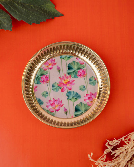 Brass Plate with Pichwai Print - 4 inch - WL5120-3