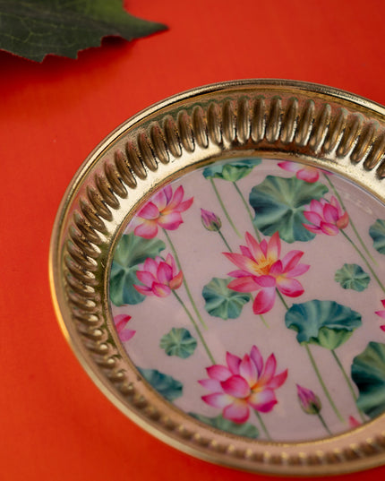 Brass Plate with Pichwai Print - 4 inch - WL5120-3