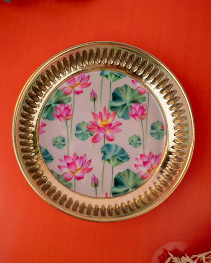 Brass Plate with Pichwai Print - 4 inch - WL5120-3