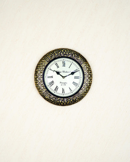 Wall Clocks - Embossed Brass with Floral Design - 12 inch - WL5150