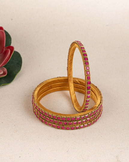 Kundan Bangles - Set of 4 - 2.6 inch - WL5166-1