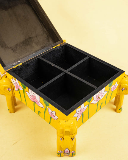 Handpainted Wooden Elephant Storage Box - 7 inch - WL5175