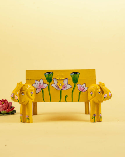 Handpainted Wooden Elephant Storage Box - 7 inch - WL5175