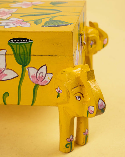 Handpainted Wooden Elephant Storage Box - 7 inch - WL5175