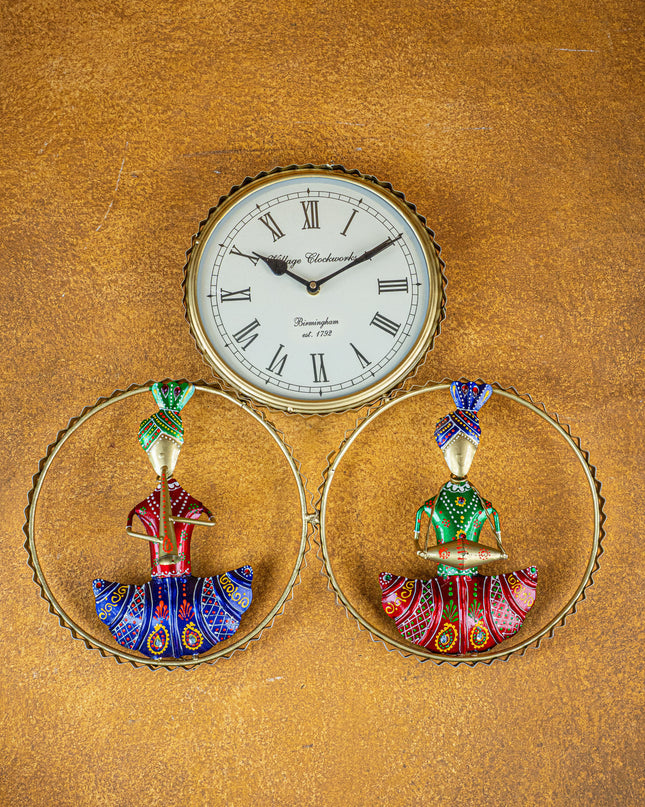 Metal Handpainted Musician with Clock - WL5173