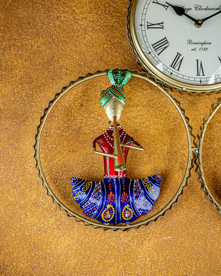 Metal Handpainted Musician with Clock - WL5173