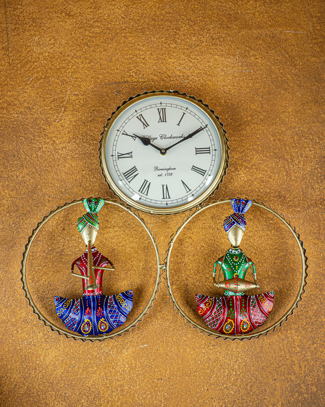 Metal Handpainted Musician with Clock - WL5173