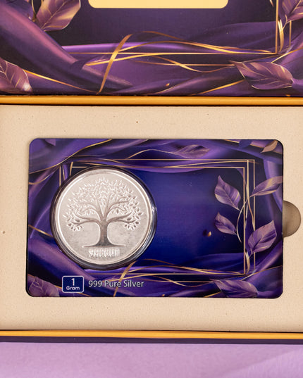 Silver Coin - Kalpavriksha Tree Engraving - 1 Gram - WL5184-1