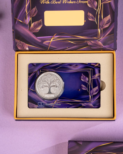 Silver Coin - Kalpavriksha Tree Engraving - 1 Gram - WL5184-1