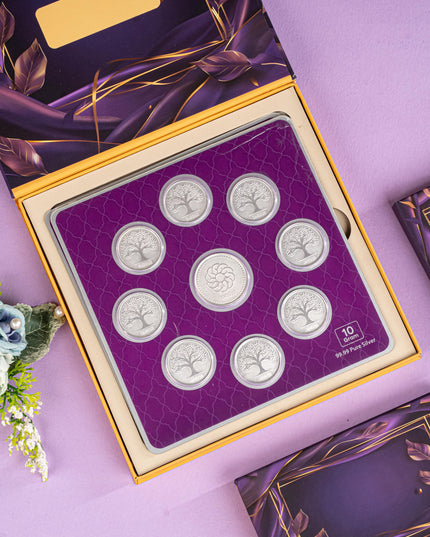 Silver Coin - Kalpavriksha Tree Engraving - 10 Gram - WL5186-1