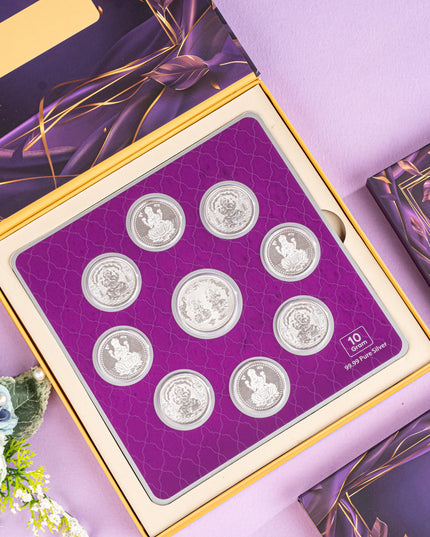 Silver Coin - Lakshmi Ganesha Engraving - 10 Gram - WL5186-3