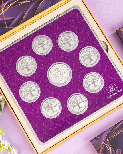 Silver Coin - Kalpavriksha Tree Engraving - 10 Gram - WL5186-1