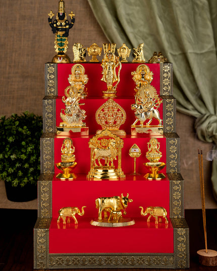 Swarna Golu - Gold Oxidized 5 Step Golu Padi & Zinc Alloy Idols - WL5190-1