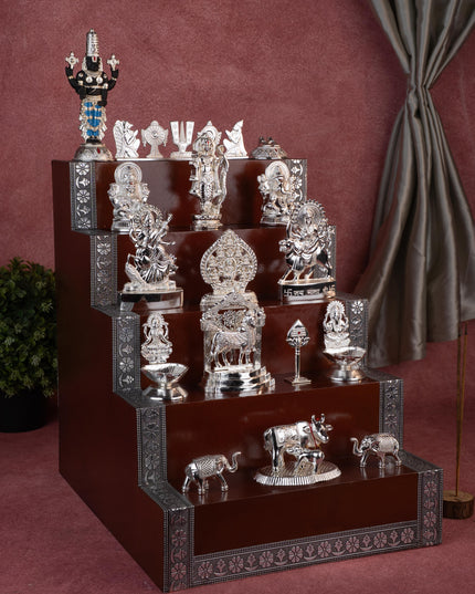 Swarna Golu - Silver Oxidized 5 Step Golu Padi & Zinc Alloy Idols - WL5190-2
