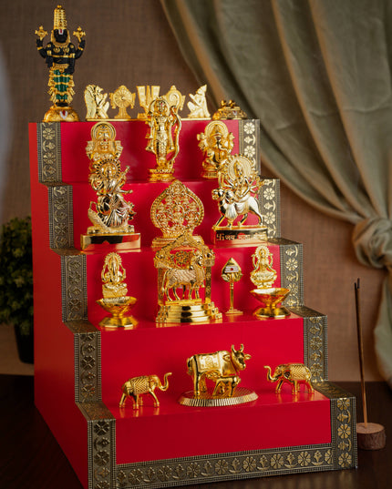 Swarna Golu - Gold Oxidized 5 Step Golu Padi & Zinc Alloy Idols - WL5190-1