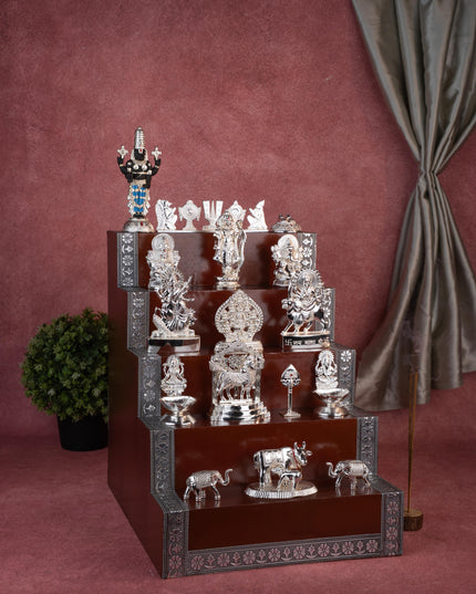 Swarna Golu - Silver Oxidized 5 Step Golu Padi & Zinc Alloy Idols - WL5190-2