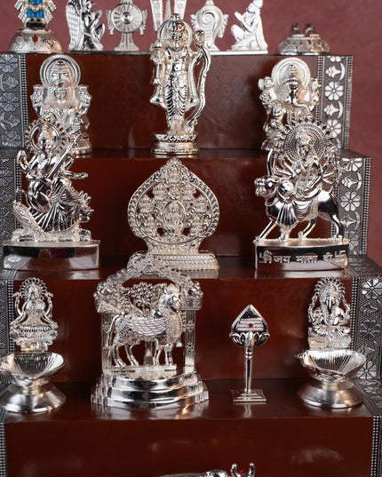 Swarna Golu - Silver Oxidized 5 Step Golu Padi & Zinc Alloy Idols - WL5190-2