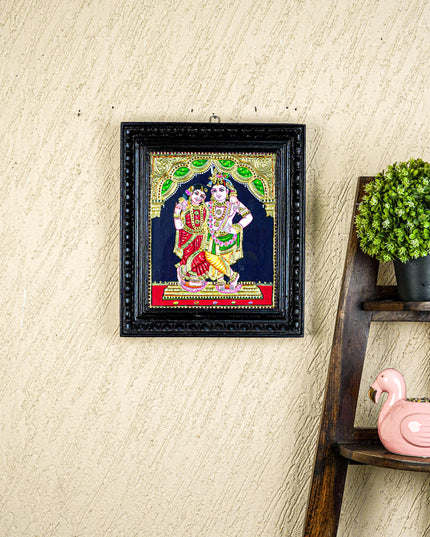 Tanjore Painting - Radha-Krishna - Flat (Gold Foil) - 12x10 inch - WL5201