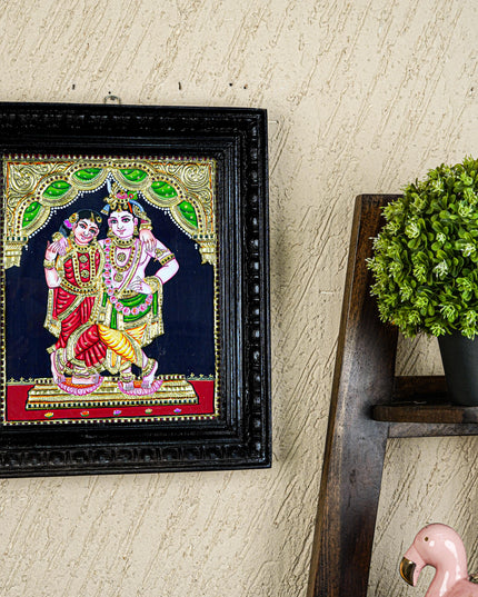 Tanjore Painting - Radha-Krishna - Flat (Gold Foil) - 12x10 inch - WL5201
