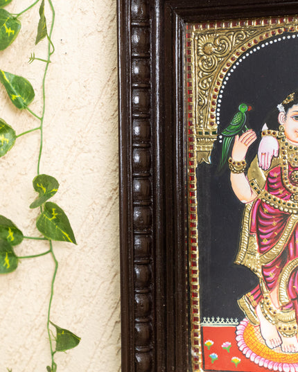 Tanjore Painting - Radha-Krishna - Flat (Gold Foil) - 12x10 inch - WL5201