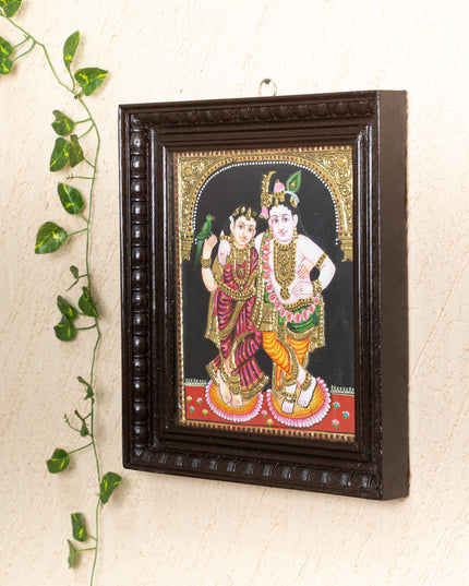 Tanjore Painting - Radha-Krishna - Flat (Gold Foil) - 12x10 inch - WL5201