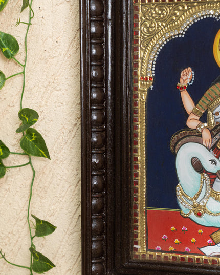 Tanjore Painting - Swan Saraswathi - Semi Embossed - 12x10 inch - WL5203