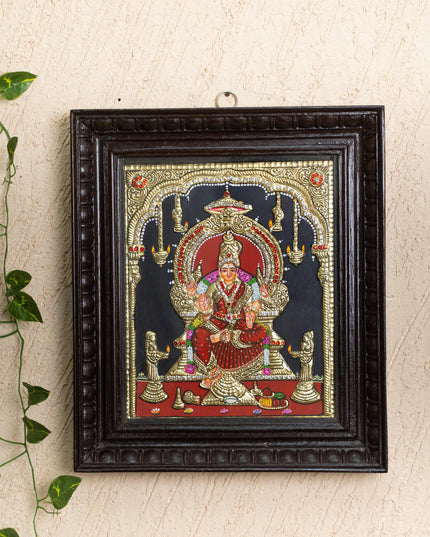 Tanjore Painting - Bharani Amman - Semi Embossed - 12x10 inch - WL5204