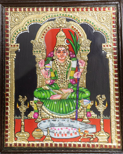 Tanjore Painting - Kamatchi - Flat (Gold Foil) - 12x10 inch - WL5205