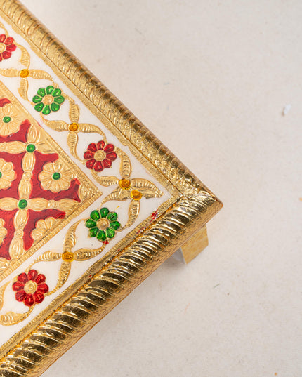Meenakari Bajot - Floral Design - 9x12 inch - Red - WL5208-1
