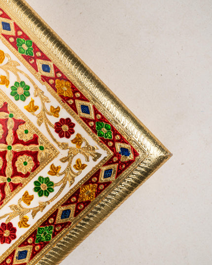 Meenakari Bajot - Floral Design - 12x18 inch - Red - WL5208-3