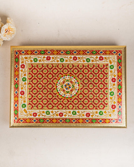 Meenakari Bajot - Floral Design - 12x18 inch - Red - WL5208-3