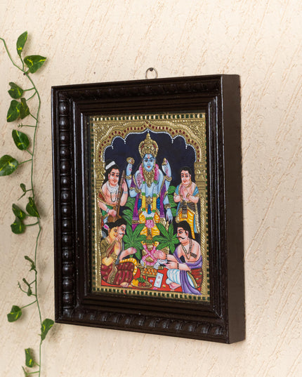 Tanjore Painting - Satyanarayana - Flat (Gold Foil) - 12x10 inch - WL5206