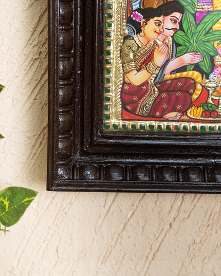 Tanjore Painting - Satyanarayana - Flat (Gold Foil) - 12x10 inch - WL5206