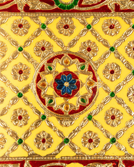 Meenakari Bajot - Floral Design - 10x15 inch - Yellow - WL5209-2