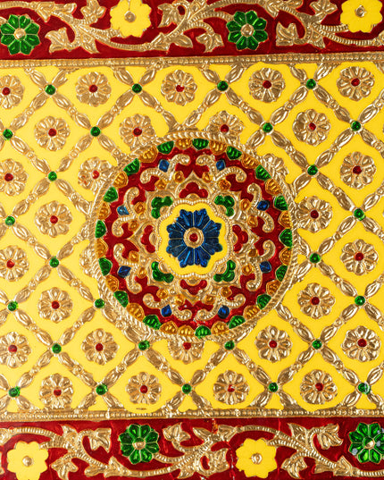Meenakari Bajot - Floral Design - 12x18 inch - Yellow - WL5209-3
