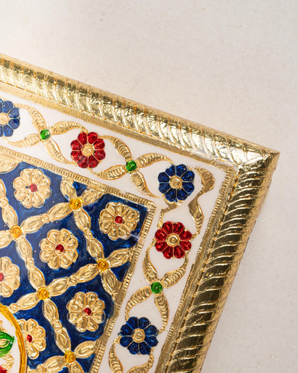 Meenakari Bajot - Floral Design - 9x12 inch - Blue - WL5210-1