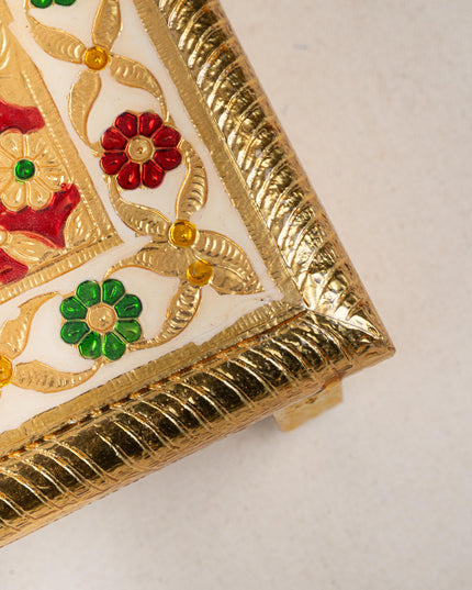 Meenakari Bajot - Peacock Design - 9x12 inch - Red - WL5211-1