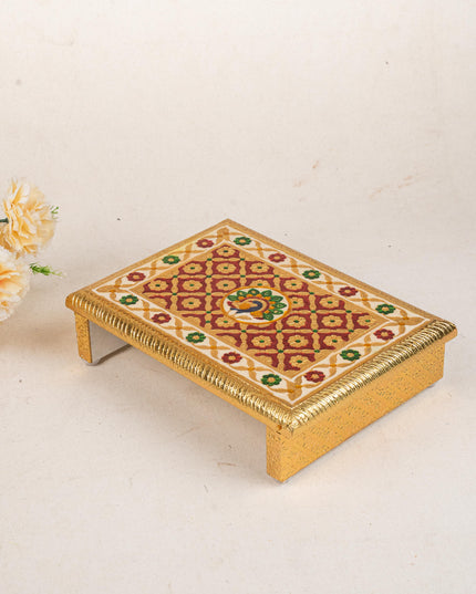 Meenakari Bajot - Peacock Design - 9x12 inch - Red - WL5211-1